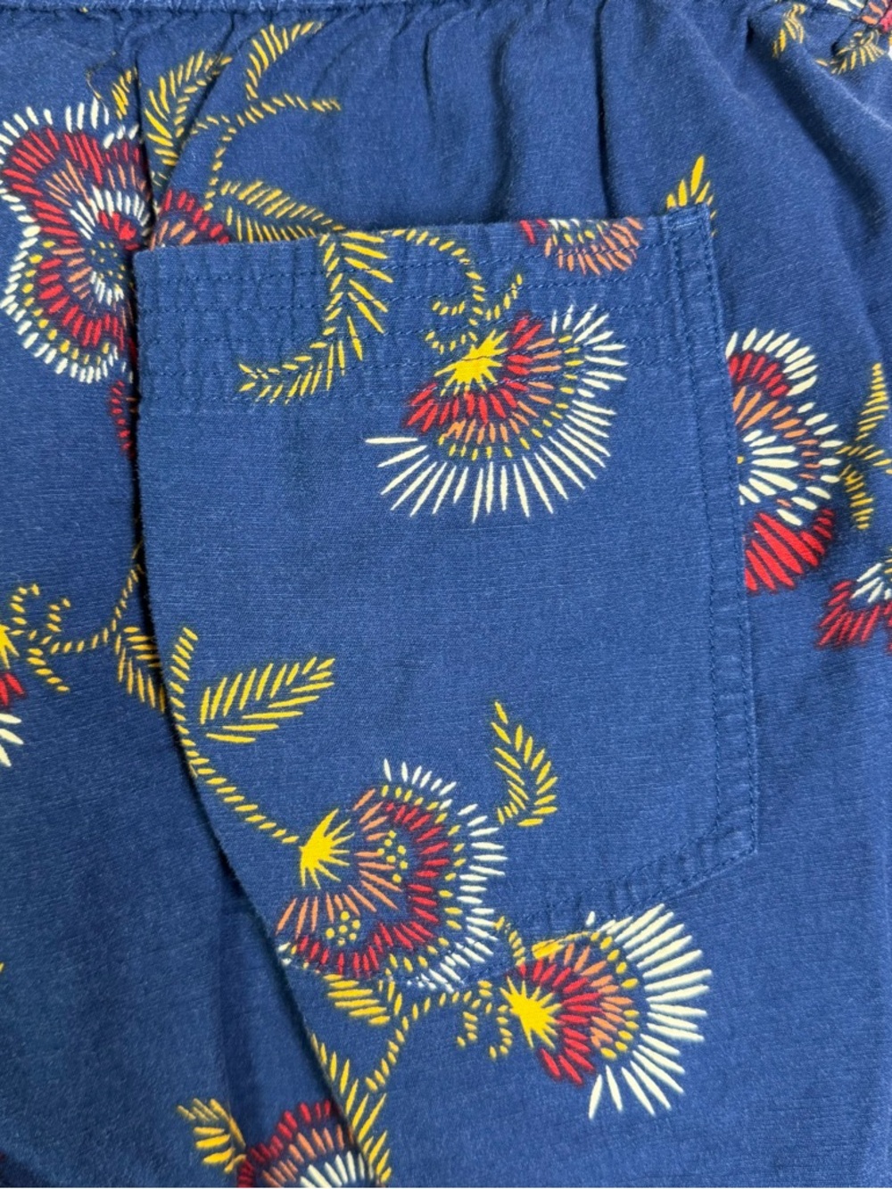 Madewell x Warm Women’s Floral Pull On Shorts Blue Linen Blend Boho Cottage Sz M - Picture 7 of 9